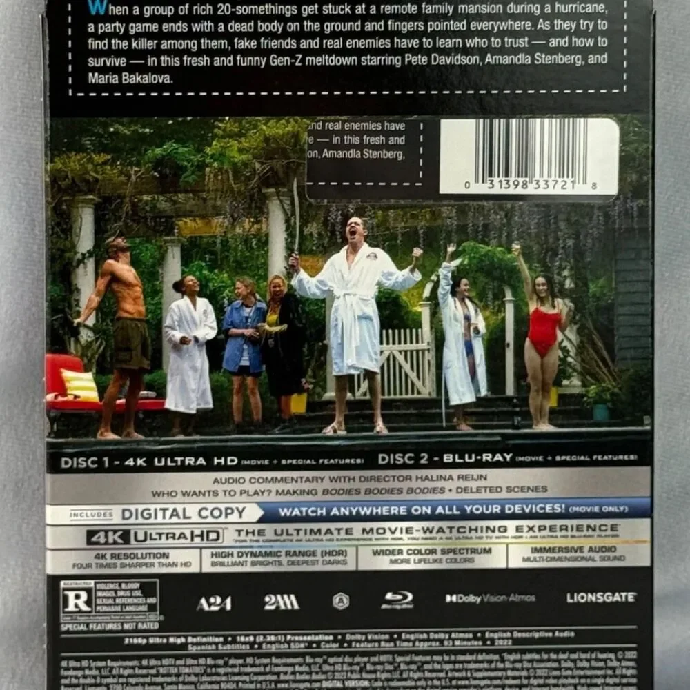 Bodies Bodies Bodies 4K Blu-ray - Rare, Out of Print A24 with RARE slipcover